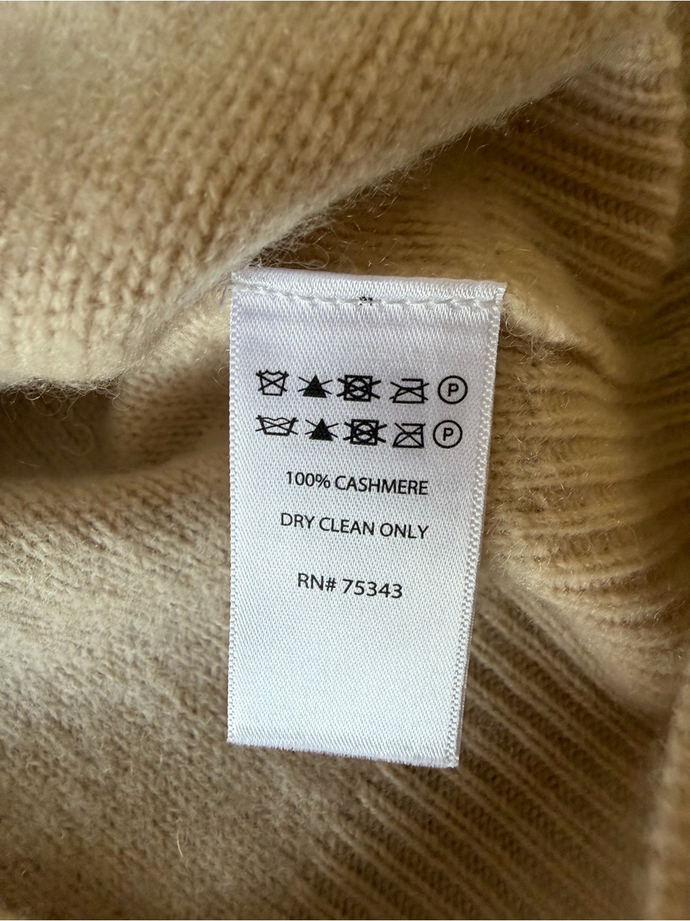 TAHARI Boiled 100% 2PLY Cashmere Mock Neck Sweater Ultra Soft Light Beige sz XS - Picture 8 of 9
